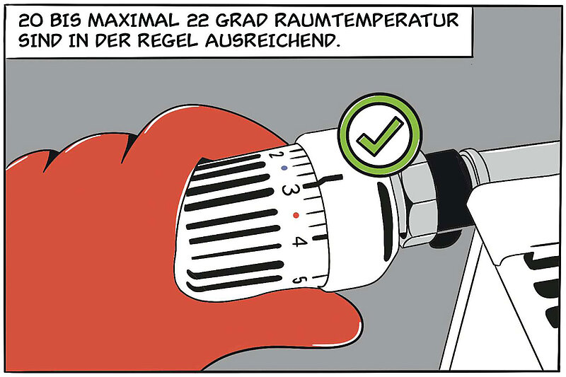 20 bis maximal 22 Grad Raumtemperatur sind in der Regel ausreichend.